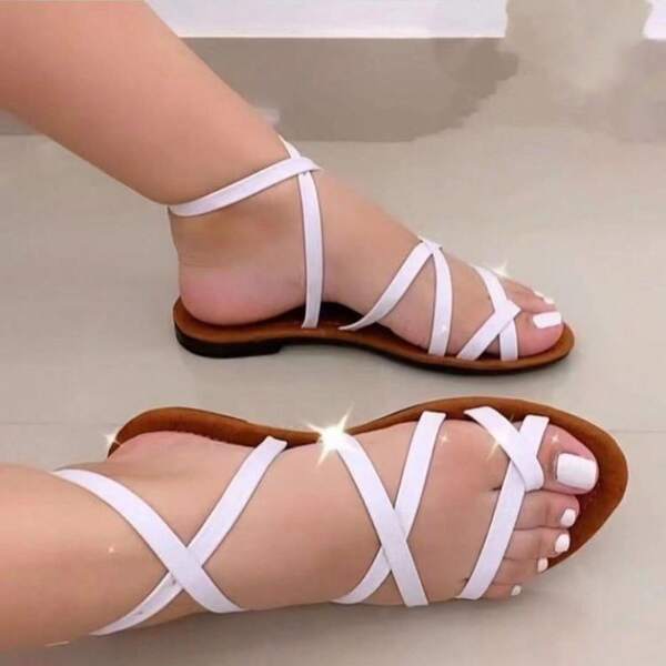 Women's Gladiator Strap Sandals Flat Fisherman Thong Cross Strappy Sandals